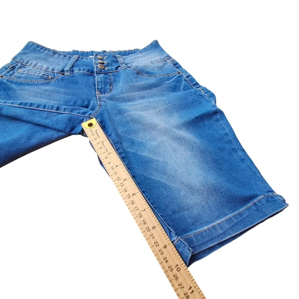 Royalty for‎ Me Womens Blue Denim Bermuda Shorts High Rise Triple Button Size 4